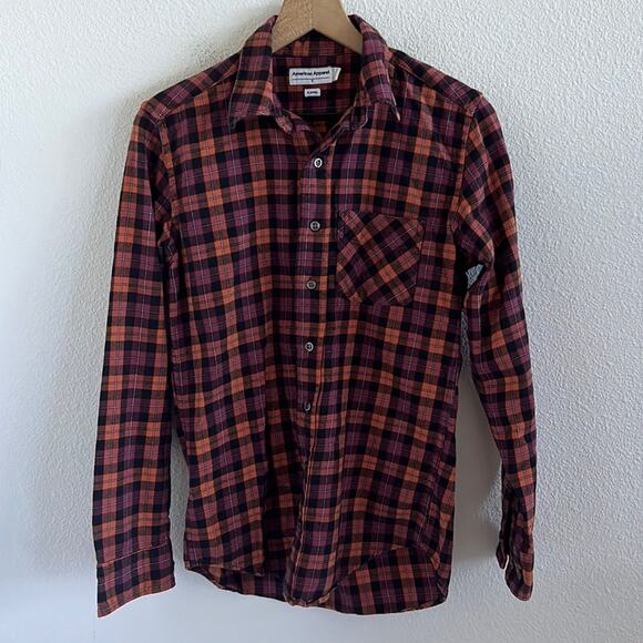American Apparel Septembe Plaid Flannel Front Button Classic Western Preppy S - Picture 1 of 5
